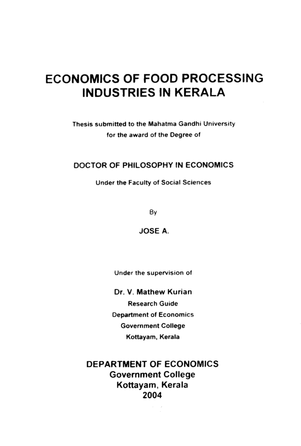 Phd Thesis Small Scale Industries